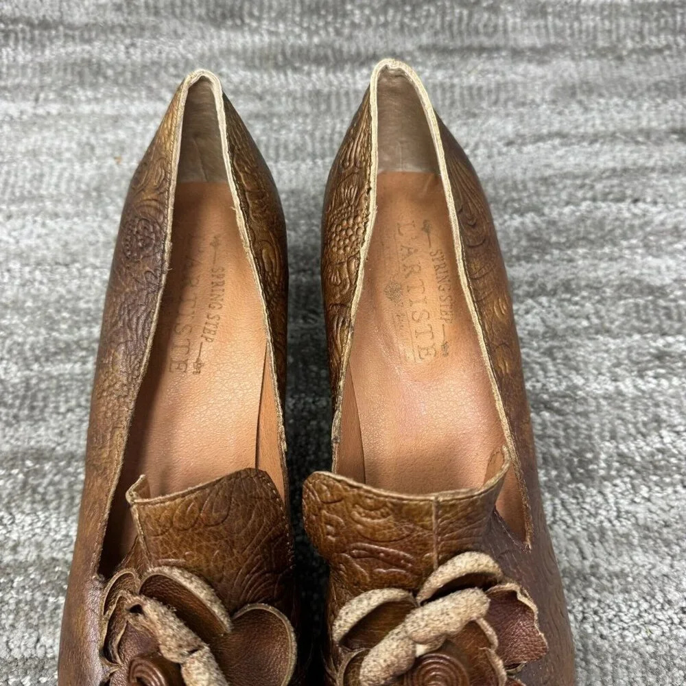 Spring Step L'Artiste Noora sz 11 Women's Pump style shoes Floral Design Brown